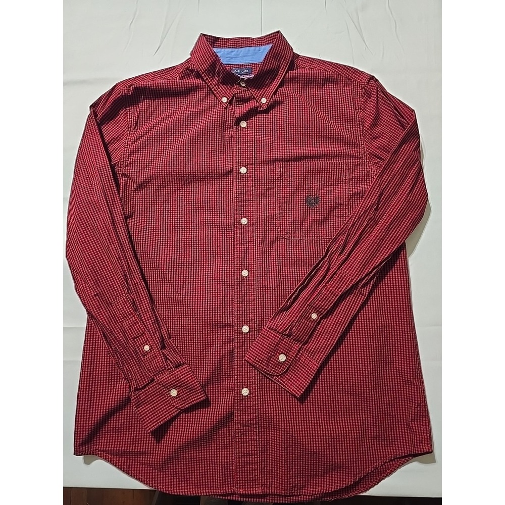 Chaps Ralph Lauren Mens Medium Red‎ Black Plaid Button Down Long Sleeve Shirt